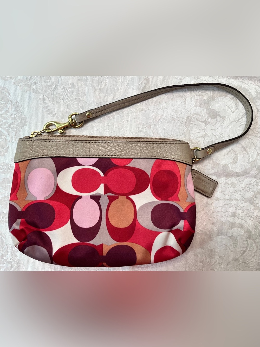 Coach Y2K Ashley Scarf Op Art Signature Wristlet with Leather Trim and Hangtag - Picture 4 of 7